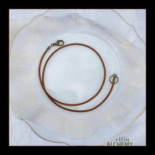 Load image into Gallery viewer, natural mid brown superior quality Greek leather cord for your glass pendants, choice of 3 lengths, handmade in Lancashire by elfin alchemy