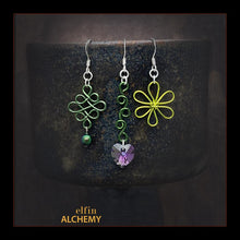 Load image into Gallery viewer, sculptural earrings shades of green