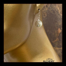 Load image into Gallery viewer, elfin alchemy sterling silver plated copper moon with Swarovski crystals earrings, the celestial collection inspired by the magical art of our ancient ancestors, handmade in Lancashire, England