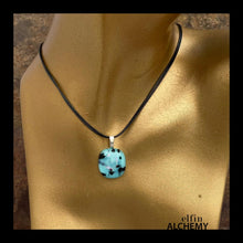 Load image into Gallery viewer, elfin alchemy medium turquoise abstract glass pendant, handcrafted in Lancashire