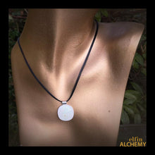Load image into Gallery viewer, elfin alchemy unique medium white sparkles glass pendant with sterling silver bail handcrafted for you in Lancashire