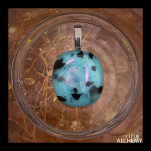 Load image into Gallery viewer, elfin alchemy medium turquoise abstract glass pendant, handcrafted in Lancashire
