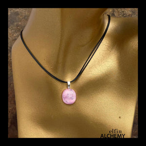 elfin alchemy dazzling pink abstract sparkles medium glass pendant handcrafted for you in Lancashire