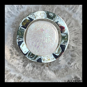 elfin alchemy unique large white sparkles glass brooch handcrafted for you in Lancashire